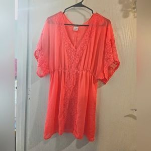 Cover up women's beach top coral
